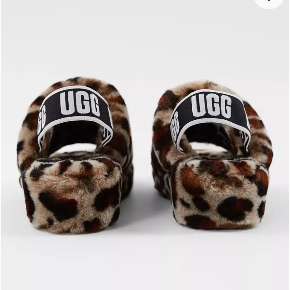 UGG Fluff Yeah Leopard Print Slide Sandals - Picture 3 of 8